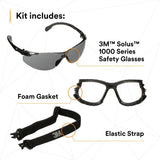 3M Solus 1000 Series Safety Glasses Kit, Black Frame, Gray Scotchgard Anti-Fog Lens (S1502SGAF-KT) (7100221211) (20 Pack) - 3