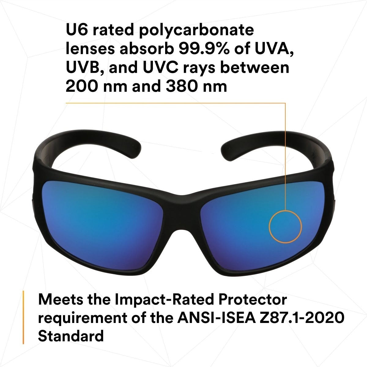 3M MXE1029AF-BLK 1000 Series Safety Glasses, Black Frame, Blue-Violet Mirror Lens, Anti-Fog Anti-Scratch Coating (7100222270) (20 Pack) - 7