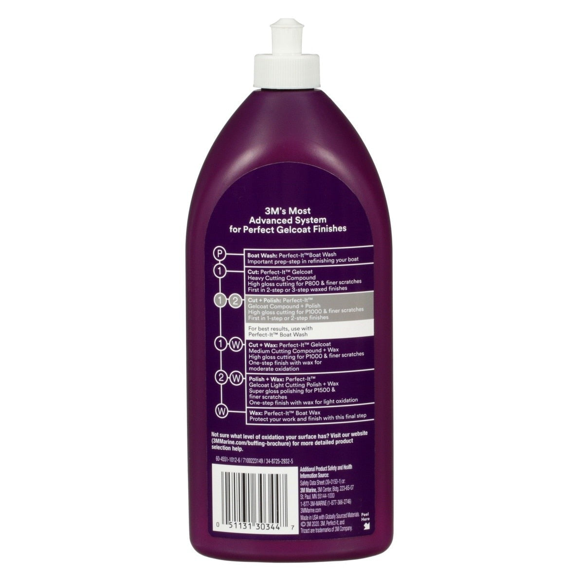 3M Perfect-It Gelcoat Compound + Polish, 1 qt (32 fl oz/946 mL) Bottle (30344) (7100223149) (6 Pack) - 2