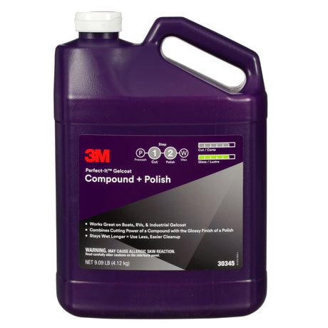 3M Perfect-It Gelcoat Compound and Polish, Professional Grade, Liquid, White, 1 gal (30345) (7100223173) (4 Pack)