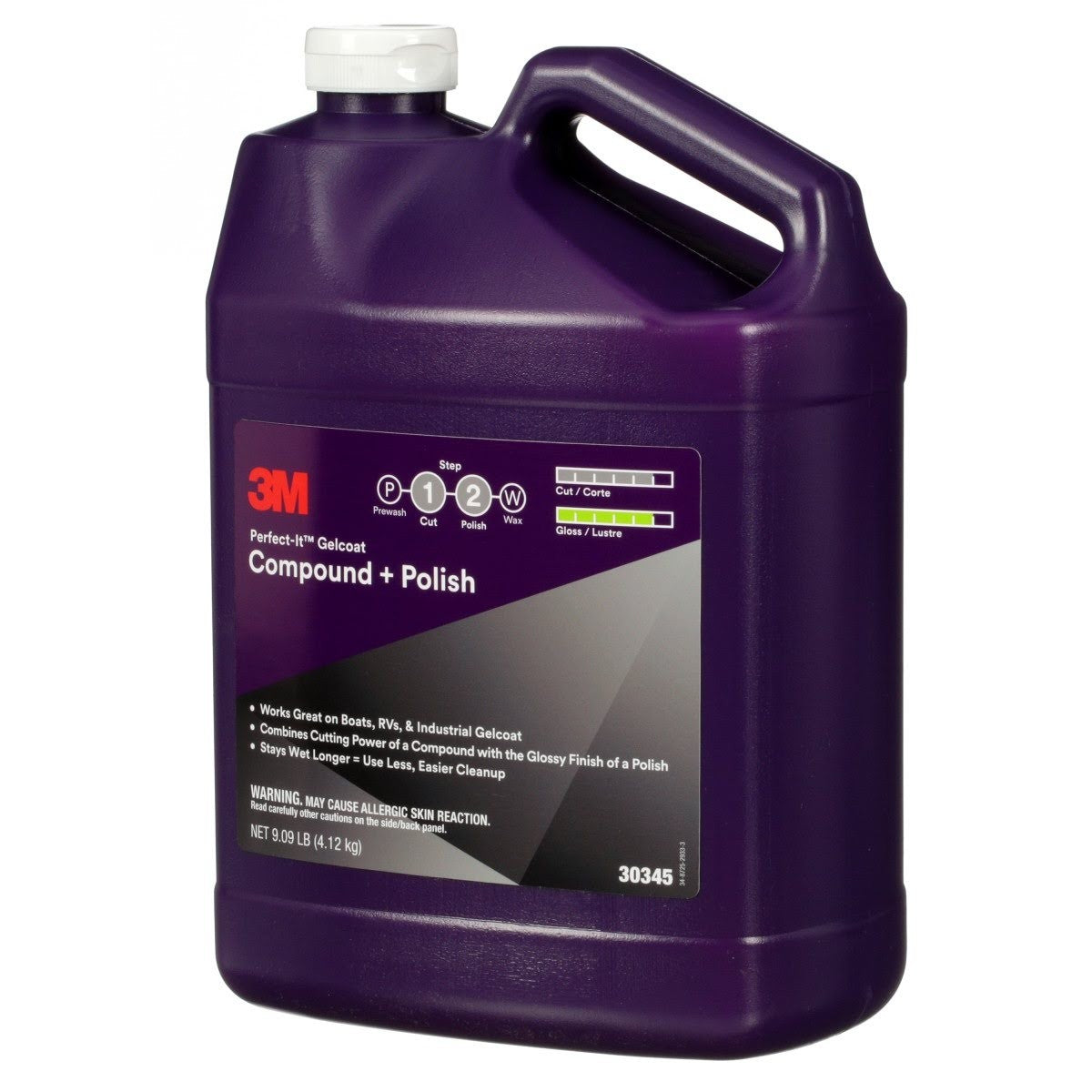 3M Perfect-It Gelcoat Compound and Polish, Professional Grade, Liquid, White, 1 gal (30345) (7100223173) (4 Pack) - 3