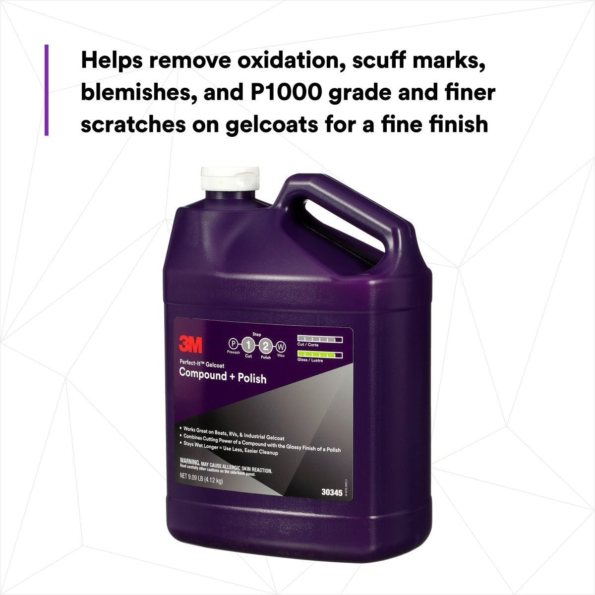 3M Perfect-It Gelcoat Compound and Polish, Professional Grade, Liquid, White, 1 gal (30345) (7100223173) (4 Pack) - 5
