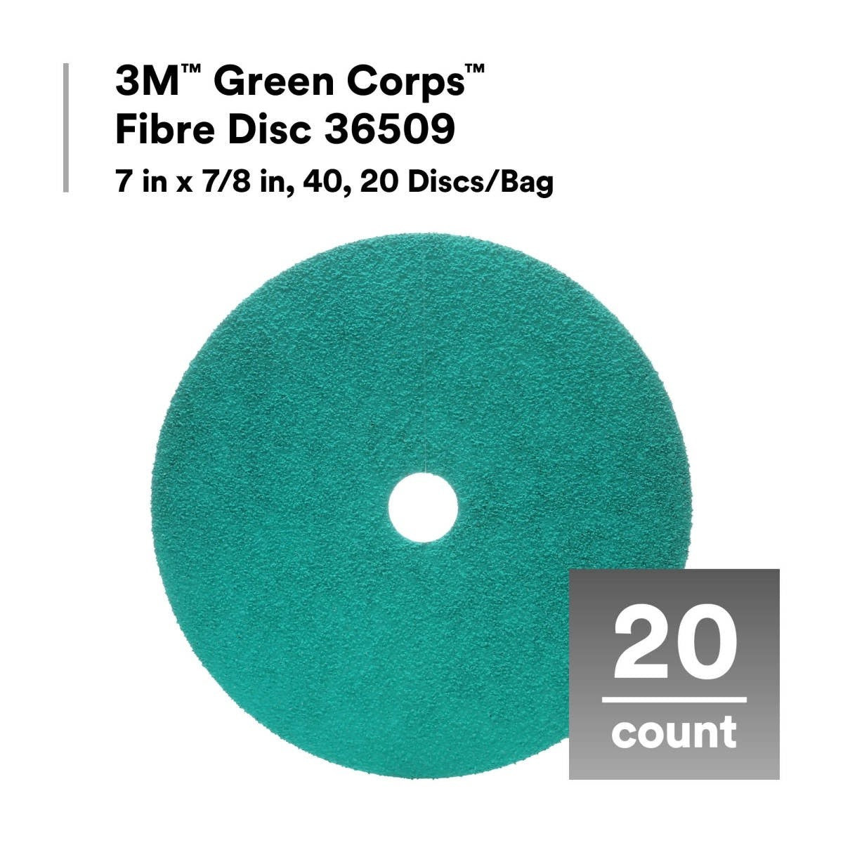 3M 36509 Green Corps Fibre Disc, 7 in x 7/8 in, 40 (7100226316) (100 Pack) - 8