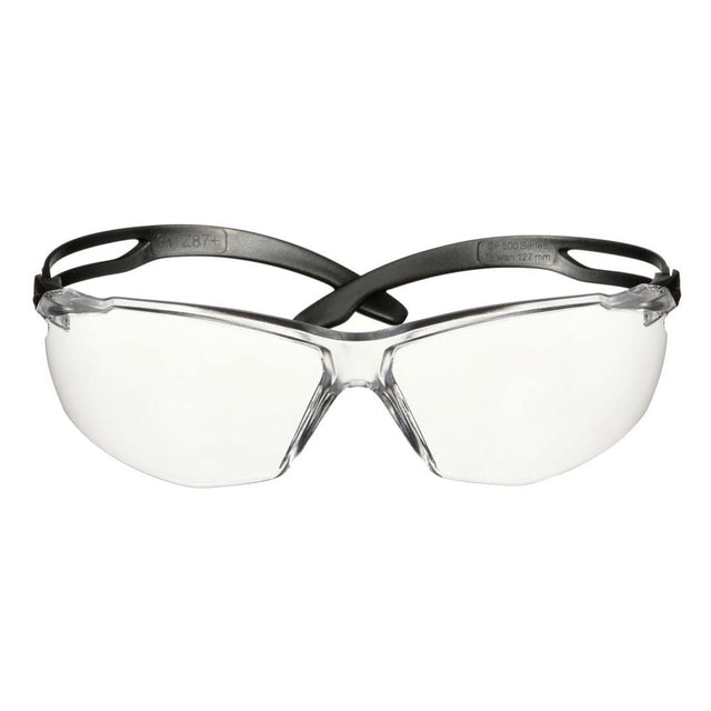 3M SF501AF-BLK Safety Glasses, 500 Series, Impact Rated ANSI Z87, Adjustable Ratchet Temples, Sporty Protective Eyewear, Anti-Fog Anti-Scratch Clear Lens, Black Frame (7100228736) (20 Pack)