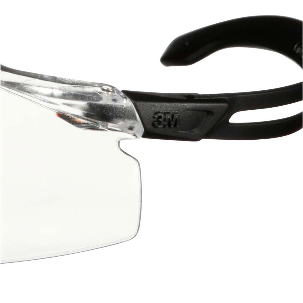 3M SF501AF-BLK Safety Glasses, 500 Series, Impact Rated ANSI Z87, Adjustable Ratchet Temples, Sporty Protective Eyewear, Anti-Fog Anti-Scratch Clear Lens, Black Frame (7100228736) (20 Pack) - 3