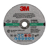 3M 01988 General Purpose Cut Off Wheel, Aluminum Oxide, Black, 3 in x 1/16 in x 3/8 in (7100229881) (50 Pack)