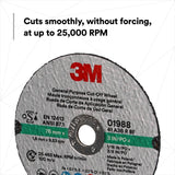 3M 01988 General Purpose Cut Off Wheel, Aluminum Oxide, Black, 3 in x 1/16 in x 3/8 in (7100229881) (50 Pack) - 3