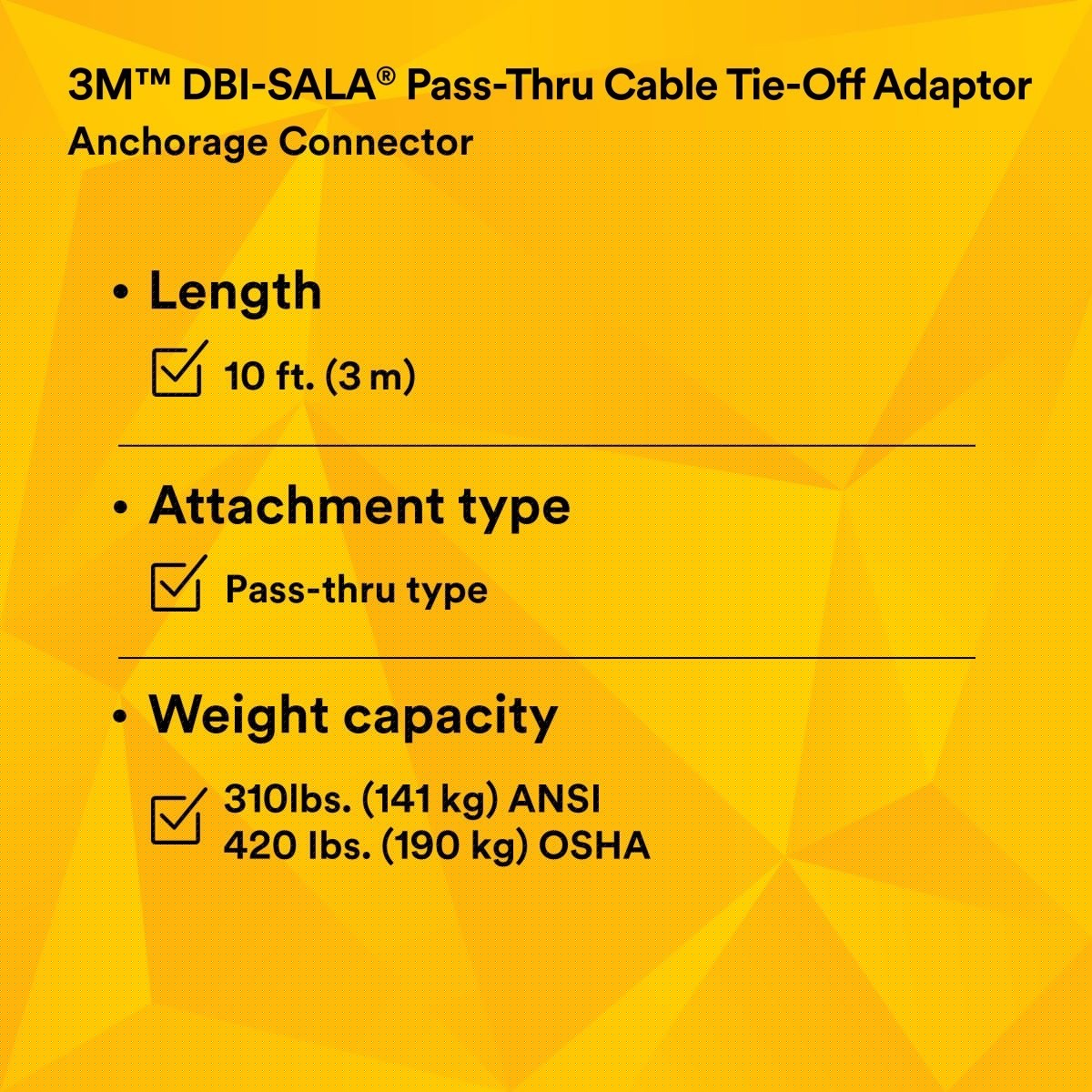 3M 5900552 DBI-SALA Pass-Thru Cable Tie-Off Adapter Anchor, Stainless Steel, Silver, 10 ft (7100231778) - 8