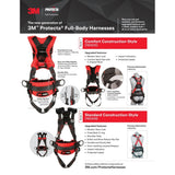3M 1161205 PROTECTA Comfort Construction Style Positioning Safety Harness, Black, Medium Large (7100232012) (60 Pack) - 7