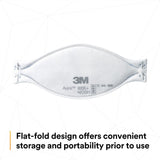 3M 9205+ BULK Aura N95 Particulate Respirator, Flat Fold 3-Panel, Standard Size, White, Individually Wrapped (7100232940) (440 Pack) - 6