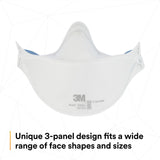 3M 9205+ BULK Aura N95 Particulate Respirator, Flat Fold 3-Panel, Standard Size, White, Individually Wrapped (7100232940) (440 Pack) - 7