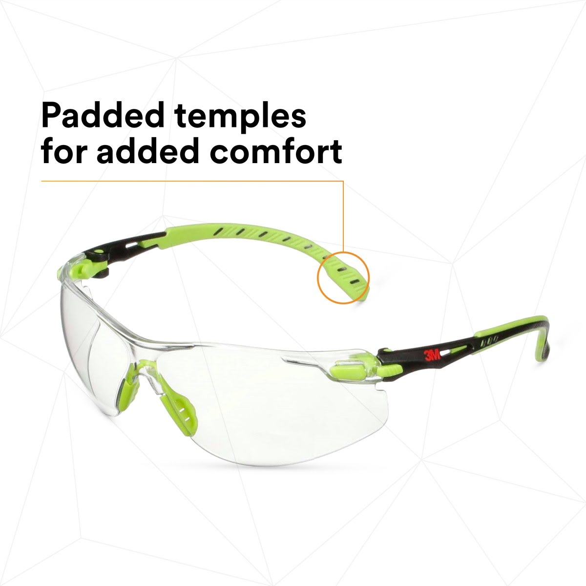 3M S1201SGAF-TKT Solus Safety Glasses Anti Fog Clear Lens Green Black Frame with Gasket and Strap (7100233038) (20 Pack) - 5