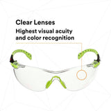 3M S1201SGAF-TKT Solus Safety Glasses Anti Fog Clear Lens Green Black Frame with Gasket and Strap (7100233038) (20 Pack) - 7