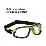 3M S1201SGAF-TKT Solus Safety Glasses Anti Fog Clear Lens Green Black Frame with Gasket and Strap (7100233038) (20 Pack) - 8