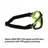 3M S1201SGAF-TKT Solus Safety Glasses Anti Fog Clear Lens Green Black Frame with Gasket and Strap (7100233038) (20 Pack) - 9