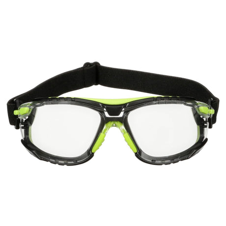 3M S1201SGAF-TSKT Solus 1000 Series Safety Glasses, Green/Black, Scotchgard Anti-Fog Coating, Clear Lens, TPE Gasket and Strap (7100234544) (20 Pack)