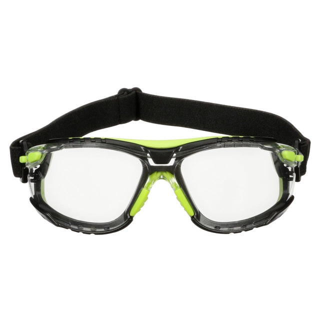 3M S1201SGAF-TSKT Solus 1000 Series Safety Glasses, Green/Black, Scotchgard Anti-Fog Coating, Clear Lens, TPE Gasket and Strap (7100234544) (20 Pack)