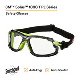3M S1201SGAF-TSKT Solus 1000 Series Safety Glasses, Green/Black, Scotchgard Anti-Fog Coating, Clear Lens, TPE Gasket and Strap (7100234544) (20 Pack) - 2
