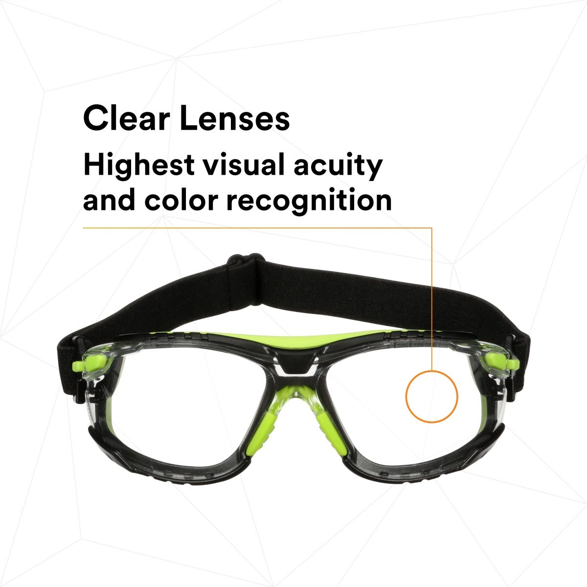 3M S1201SGAF-TSKT Solus 1000 Series Safety Glasses, Green/Black, Scotchgard Anti-Fog Coating, Clear Lens, TPE Gasket and Strap (7100234544) (20 Pack) - 5