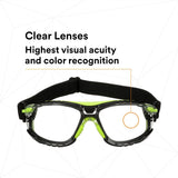 3M S1201SGAF-TSKT Solus 1000 Series Safety Glasses, Green/Black, Scotchgard Anti-Fog Coating, Clear Lens, TPE Gasket and Strap (7100234544) (20 Pack) - 5