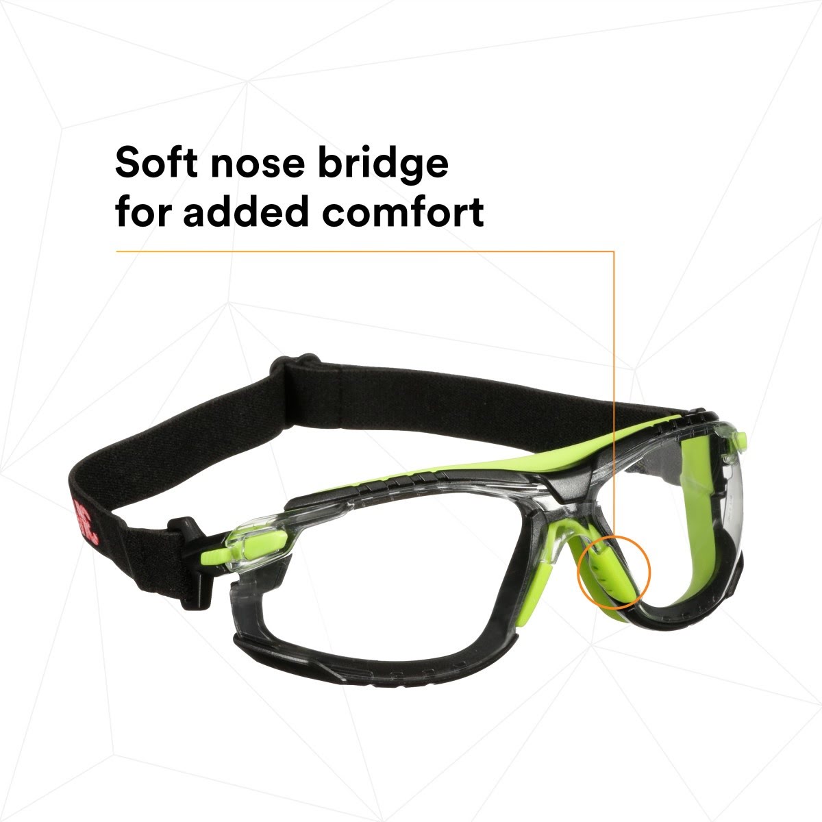 3M S1201SGAF-TSKT Solus 1000 Series Safety Glasses, Green/Black, Scotchgard Anti-Fog Coating, Clear Lens, TPE Gasket and Strap (7100234544) (20 Pack) - 7
