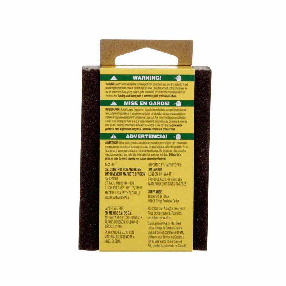 3M 7100237078 Sanding Sponge 908-ESF Dual Grit Block, 3-3/4 in x 2-5/8 in x 1 in, Fine/Medium - 4