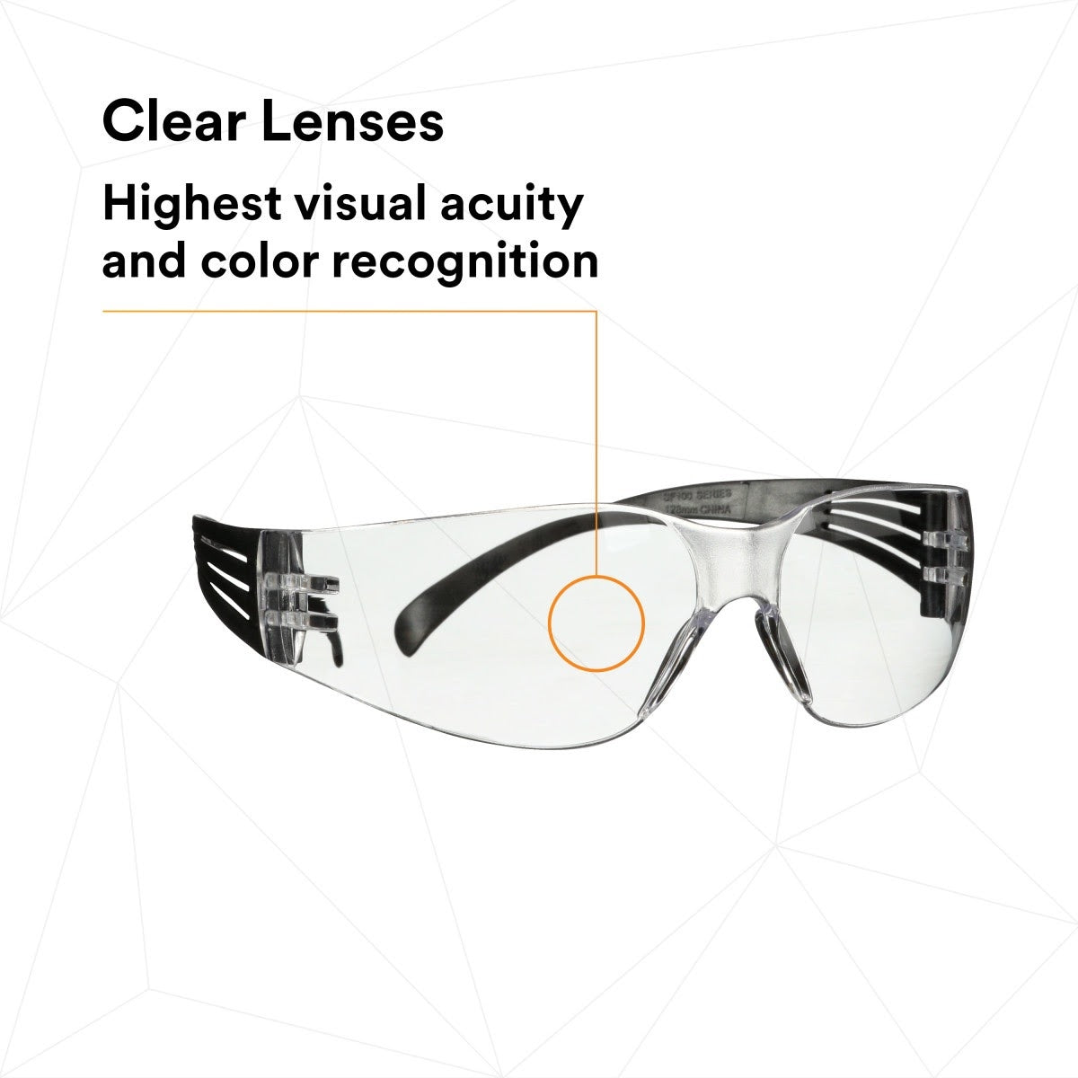 3M SF101AF-BLK SecureFit 100 Series, Black Temples, Clear Anti-Fog/Anti-Scratch Lens (7100238175) (100 Pack) - 7