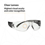 3M SF101AF-BLK SecureFit 100 Series, Black Temples, Clear Anti-Fog/Anti-Scratch Lens (7100238175) (100 Pack) - 7