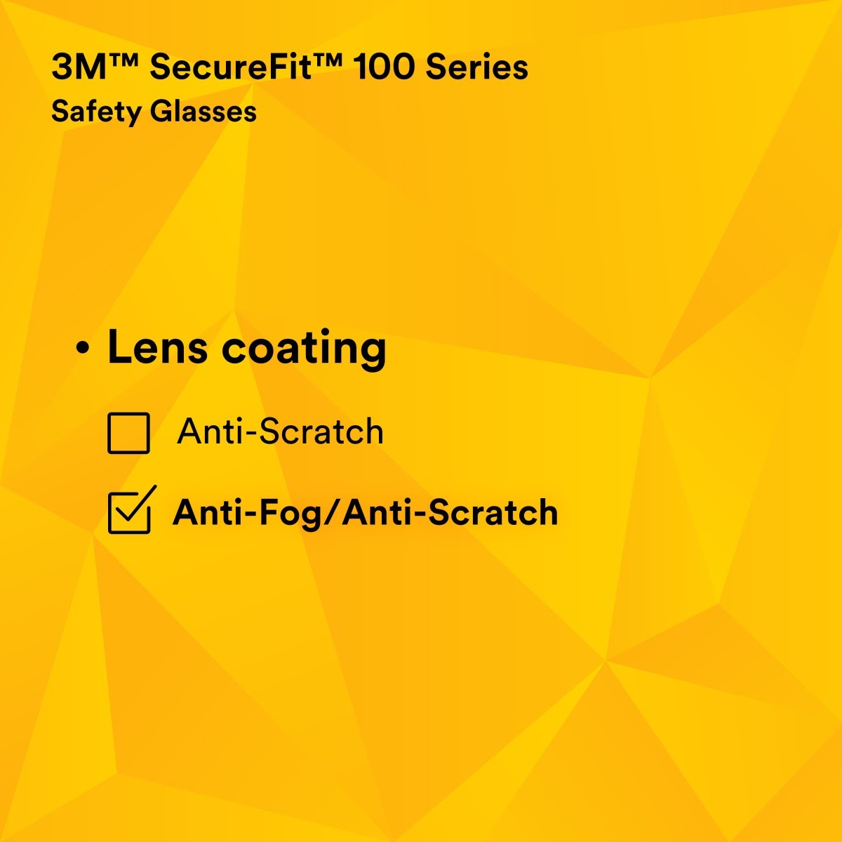 3M SF103AF-BLK SecureFit 100 Series, Black Temples, Amber Anti-Fog/Anti-Scratch Lens (7100238183) (20 Pack) - 6