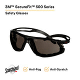 3M SF502SGAF-BLK-FM SecureFit 500 Series Safety Glasses, Gray Lens, Black Frame, Anti-Fog Coating, Anti-Scratch, Foam Gasket (7100239195) (20 Pack) - 2