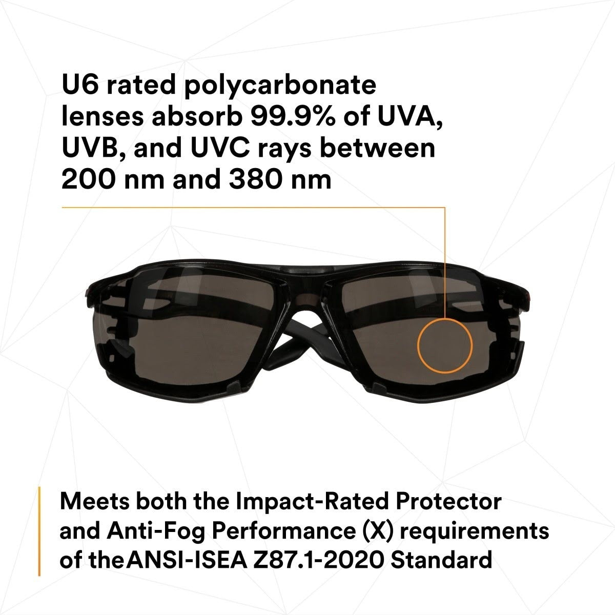 3M SF502SGAF-BLK-FM SecureFit 500 Series Safety Glasses, Gray Lens, Black Frame, Anti-Fog Coating, Anti-Scratch, Foam Gasket (7100239195) (20 Pack) - 6