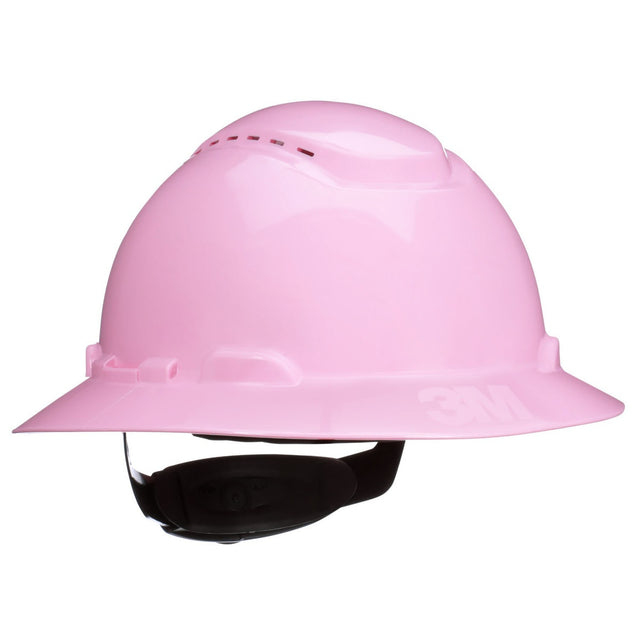 3M SecureFit Full Brim Hard Hat, Pink, Vented, 4-Point Pressure Diffusion Ratchet Suspension, with UVicator Sensor, Medium (H-813SFV-UV) (7100239746) (20 Pack)