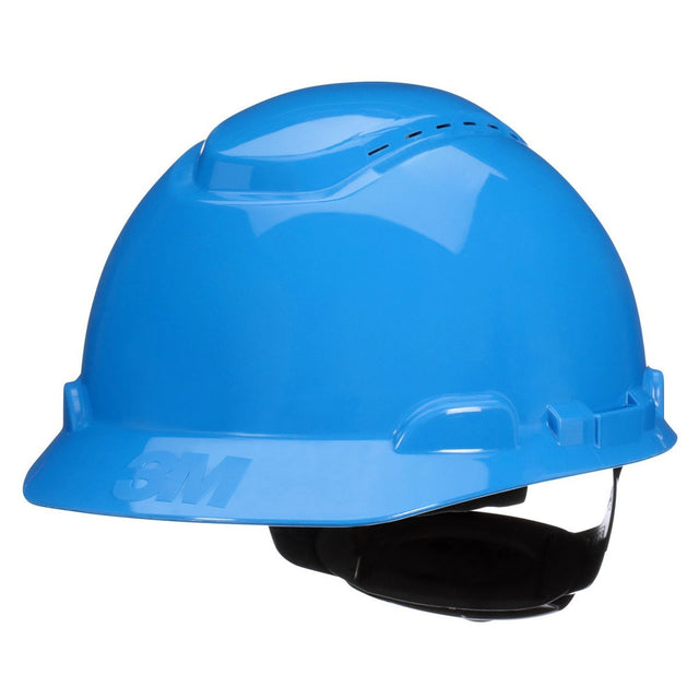 3M H-703SFV-UV SecureFit Blue Vented Cap Style Hard Hat with Uvicator Sensor, 4-Point Pressure Diffusion Ratchet Suspension, ANSI Z89.1 (H-703SFV-UV) (7100239988) (20 Pack)