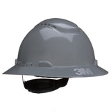 3M SecureFit Full Brim Hard Hat, Grey, Vented, 4-Point Pressure Diffusion Ratchet Suspension with UVicator (H-808SFV-UV) (7100239989) (20 Pack)