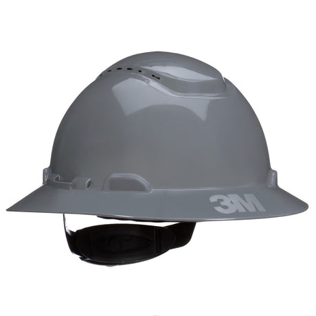 3M SecureFit Full Brim Hard Hat, Grey, Vented, 4-Point Pressure Diffusion Ratchet Suspension with UVicator (H-808SFV-UV) (7100239989) (20 Pack)