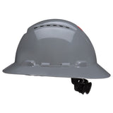 3M SecureFit Full Brim Hard Hat, Grey, Vented, 4-Point Pressure Diffusion Ratchet Suspension with UVicator (H-808SFV-UV) (7100239989) (20 Pack) - 2