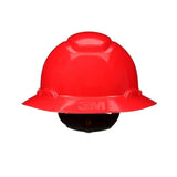 3M 7100240013 SecureFit H-805SFR-UV Full Brim Hard Hat, Red, Non-Vented with Uvicator Sensor and 4-Point Ratchet Suspension