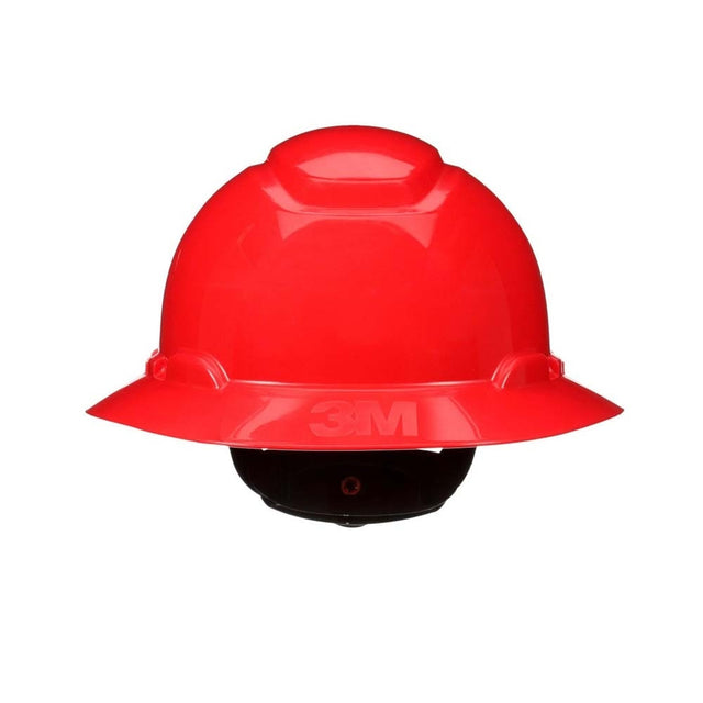 3M 7100240013 SecureFit H-805SFR-UV Full Brim Hard Hat, Red, Non-Vented with Uvicator Sensor and 4-Point Ratchet Suspension