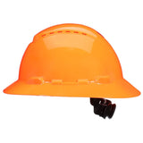 3M SecureFit Full Brim Hard Hat, Hi-Vis Orange, 4-Pt Pressure Diffusion Ratchet Suspension with UVicator (H-807SFV-UV) (7100240023) (20 Pack) - 2