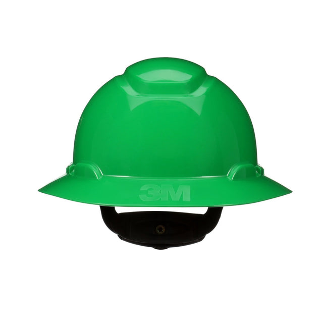 3M H-804SFR-UV SecureFit Full Brim Hard Hat, Green, Non-Vented, 4-Point Pressure Diffusion Ratchet Suspension, with Uvicator (7100240032) (20 Pack)