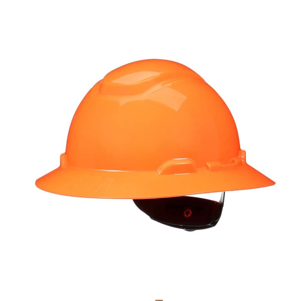 3M 7100240033 SecureFit Full Brim Hard Hat H-807SFR-UV, H-Vis Orange, 4-Point Pressure Diffusion Ratchet Suspension with UVicator - 3