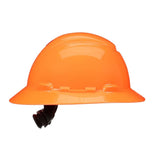 3M 7100240033 SecureFit Full Brim Hard Hat H-807SFR-UV, H-Vis Orange, 4-Point Pressure Diffusion Ratchet Suspension with UVicator - 4