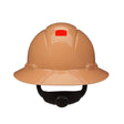 3M 7100240038 SecureFit H-811SFR-UV non-vented full brim safety helmet with Uvicator sensor and 4-point ratchet suspension (Tan)