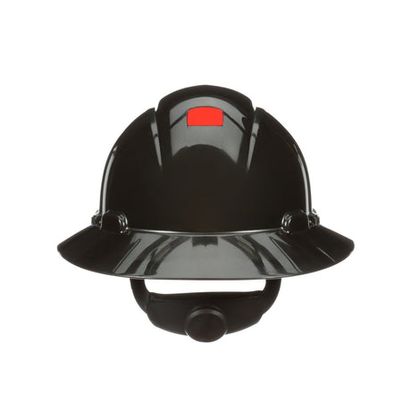 3M SecureFit Full Brim Hard Hat, Black, 4-Point Pressure Diffusion Ratchet Suspension, with Uvicator (H-812SFR-UV) (7100240039) (20 Pack)