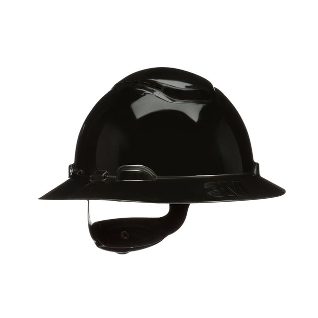 3M H-812SFV-UV SecureFit Full Brim Hard Hat, Black, Vented, 4-Point Pressure Diffusion Ratchet Suspension with UVicator Sensor (7100240040) (20 Pack)