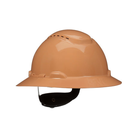 3M H-811SFV-UV SecureFit Full Brim Hard Hat, Tan, Vented, 4-Point Pressure Diffusion Ratchet Suspension with UVicator Sensor (7100240042) (20 Pack)