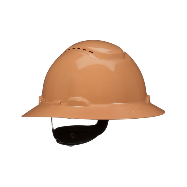 3M H-811SFV-UV SecureFit Full Brim Hard Hat, Tan, Vented, 4-Point Pressure Diffusion Ratchet Suspension with UVicator Sensor (7100240042) (20 Pack)