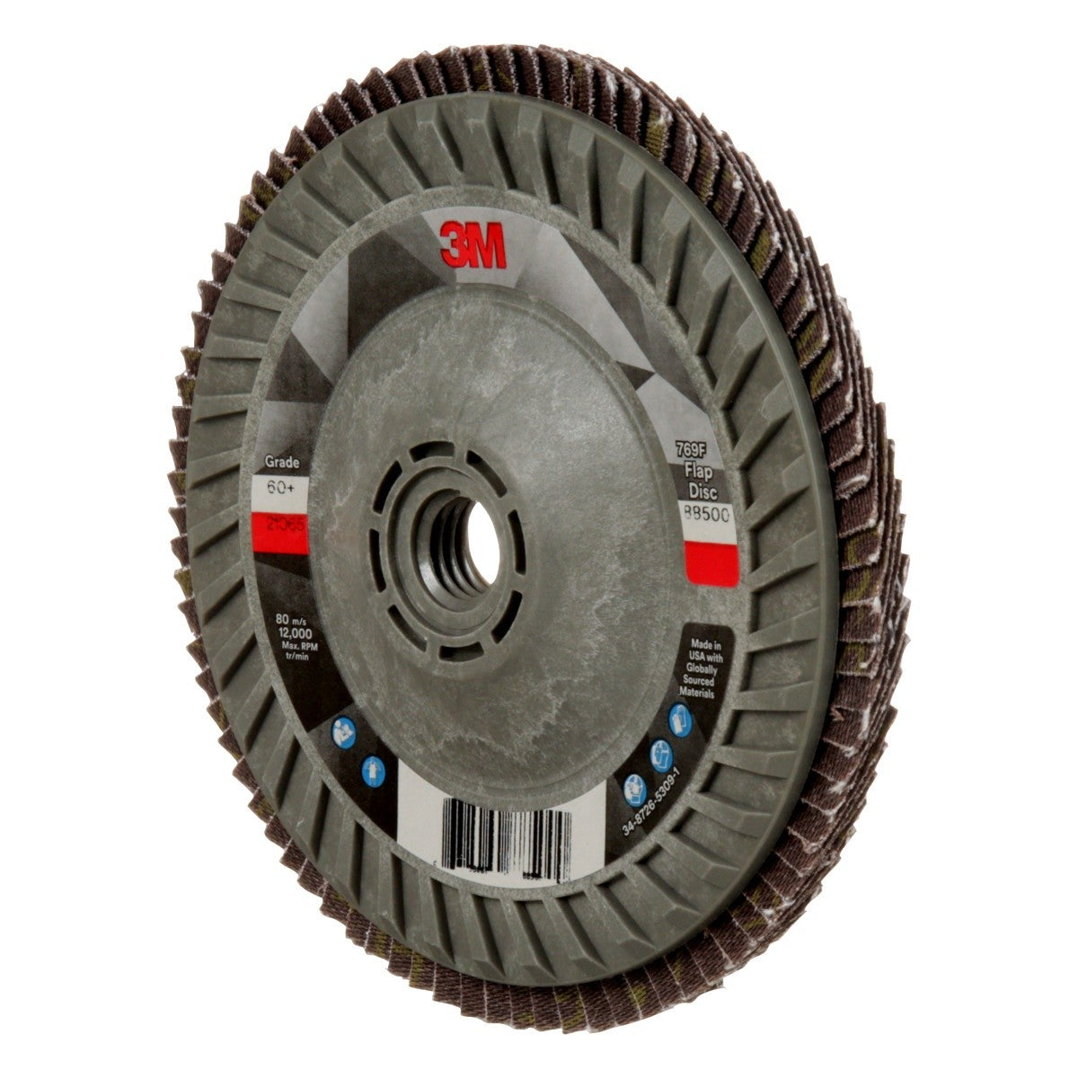 3M Flap Disc 769F Type 29 Quick Change, 60+, Purple, 5 in x 5/8 in-11 Threaded Ceramic Precision-Shaped Grain Grinding and Finishing Disc for Carbon Steel and Stainless Steel (7100242991) (10 Pack) - 5
