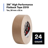 3M 2519 High Performance Flatback Tape, Tan, 36 mm x 55 m (7100243697) (24 Pack) - 9
