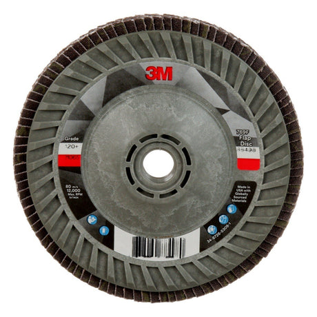 3M 769F Flap Disc, T29 Quick Change, Precision Shaped Ceramic 120 Plus Purple, 5 in x 5/8 in-11 (7100243778) (250Pack)